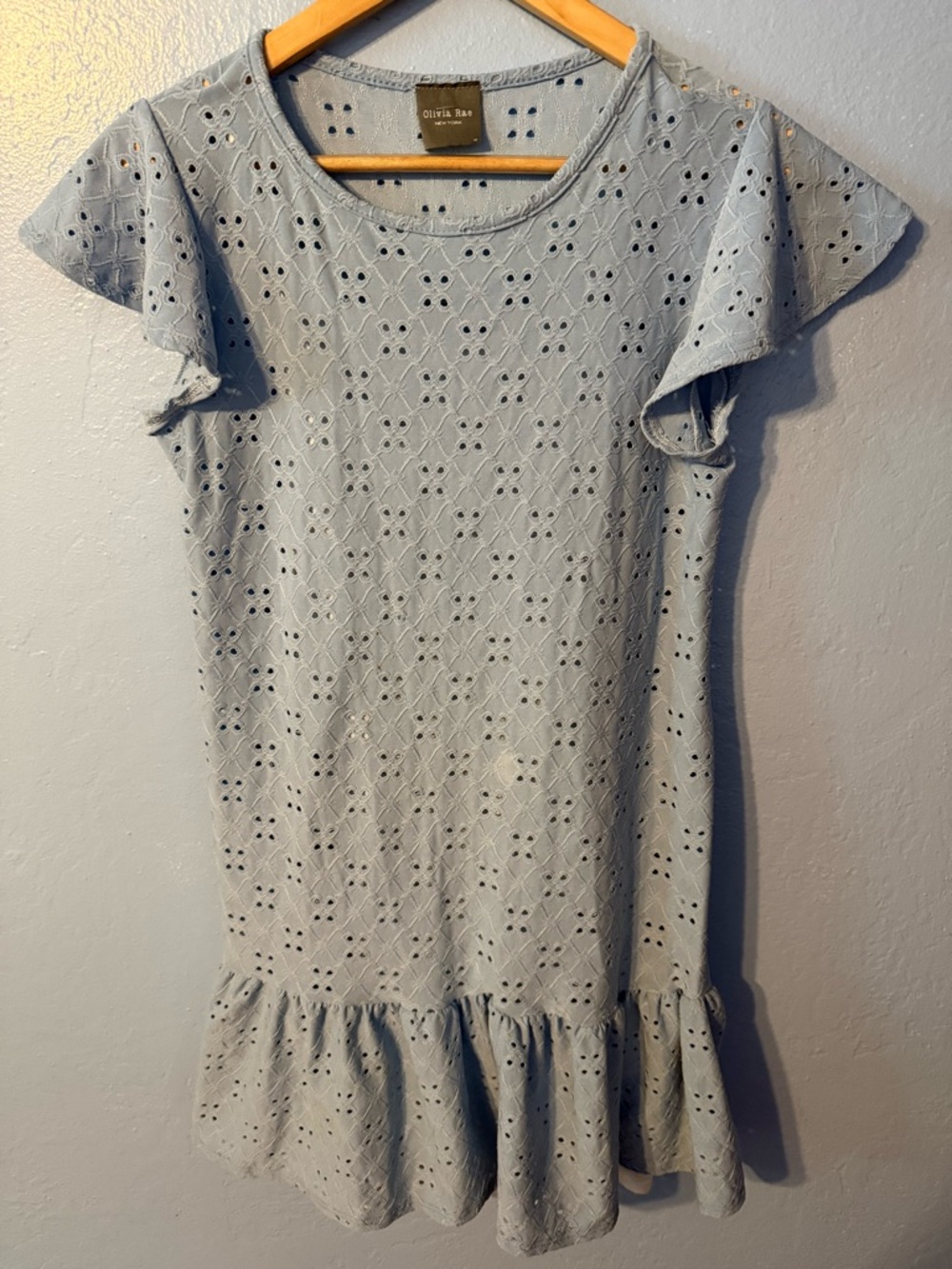 Olivia Rae Pale Blue Eyelet Ruffle Dress